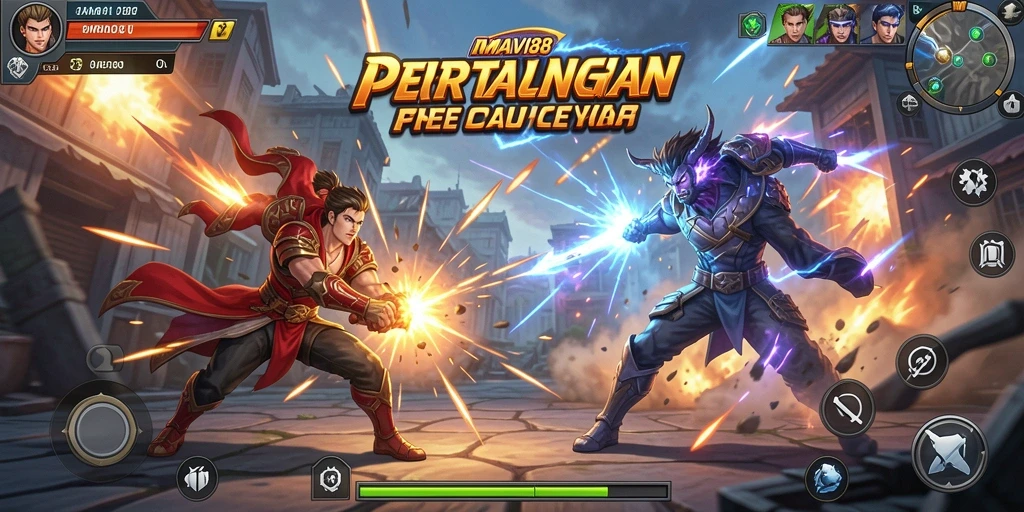 Tampilan gameplay AMAVI88 dengan pertarungan aksi yang intens.