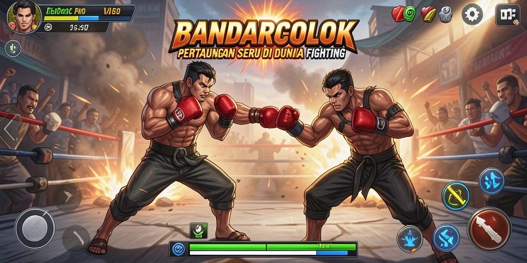 Screenshot BANDARCOLOK yang menunjukkan aksi pertarungan yang seru.