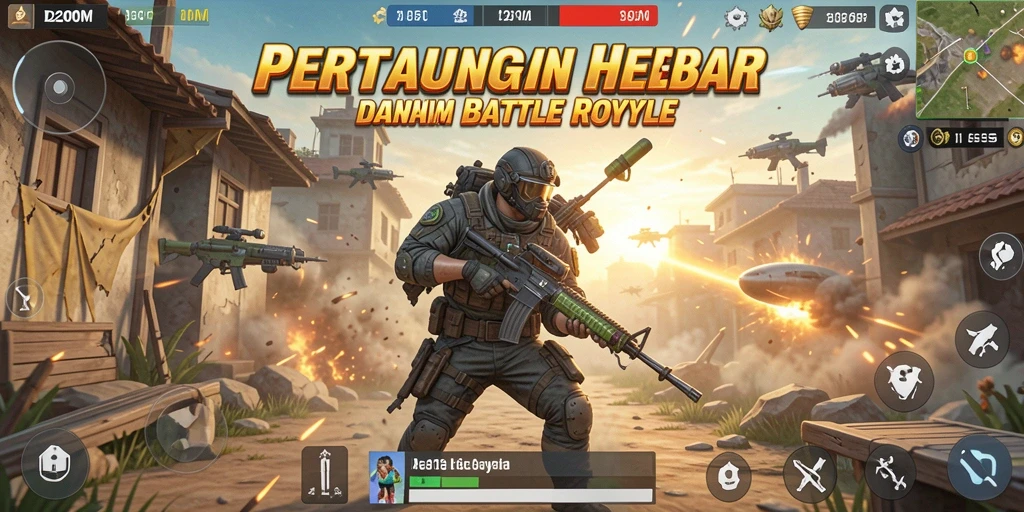 Tangkapan layar D200M menampilkan pertempuran Battle Royale yang seru.