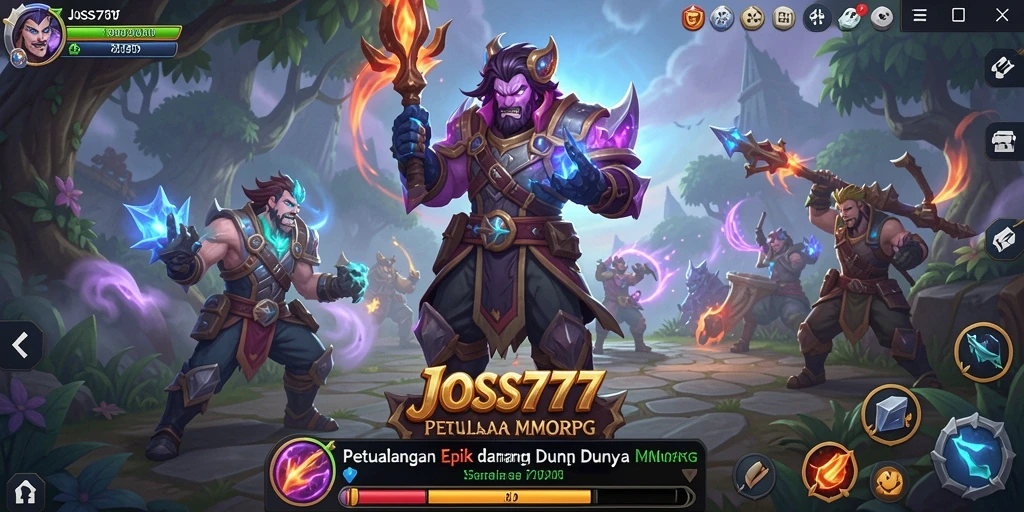 Screenshot utama menampilkan aksi seru dalam pertempuran MMORPG.