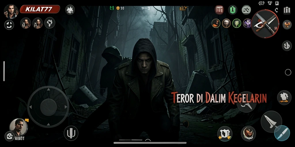 Tampilan gameplay KILAT77 yang mencekam dan menegangkan.