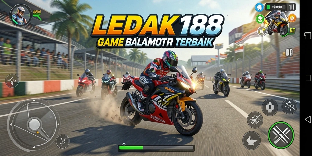 Screenshot LEDAK188 menampilkan aksi balapan motor yang mendebarkan.
