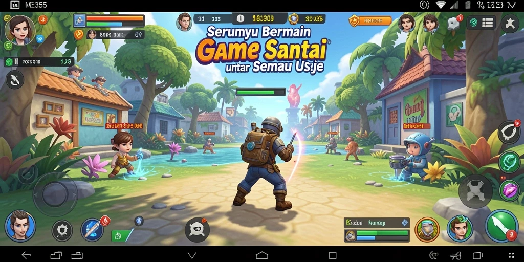 Screenshot menunjukkan gameplay ME355 yang menarik dan penuh warna.