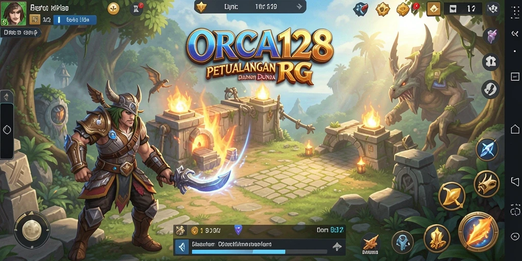 Screenshot ORCA128 menampilkan aksi seru dalam petualangan RPG.