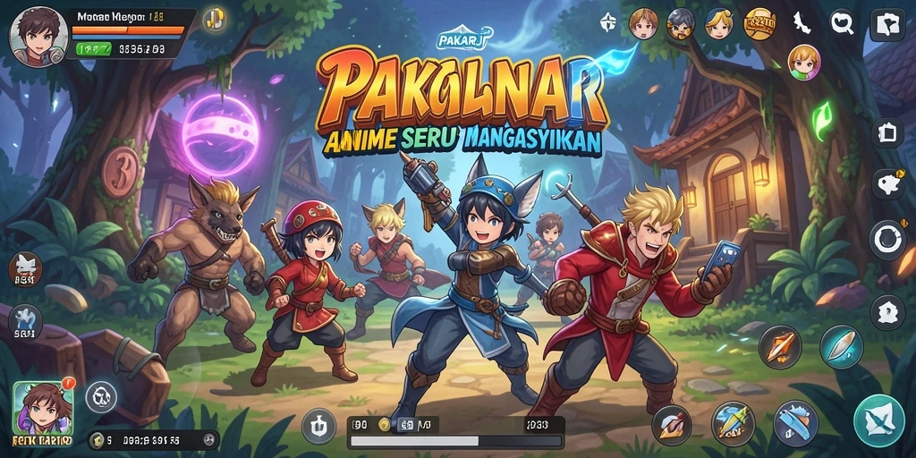 Tampilan gameplay seru dalam dunia anime yang penuh warna.