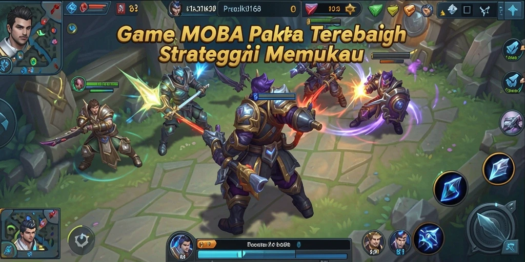Gameplay MOBA yang seru dan penuh strategi.