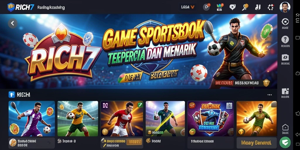 Tangkapan layar RICH7 menunjukkan antarmuka taruhan olahraga yang intuitif.