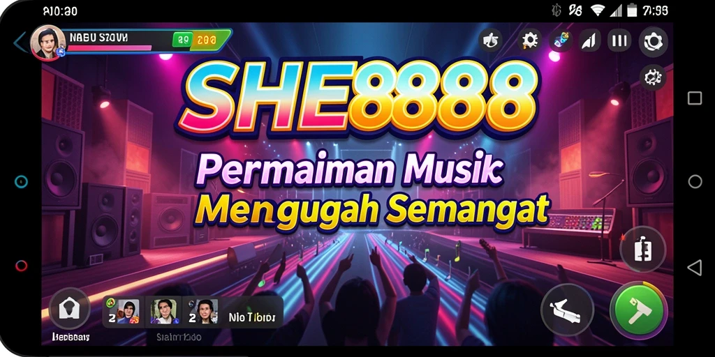 Screenshot gameplay SHE888 dengan grafis musik yang menarik.