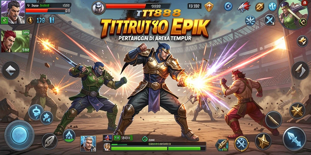 Gameplay seru TTT888 dengan pertarungan penuh aksi di arena.