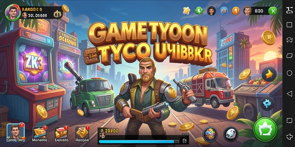 Tampilan gameplay ZK3 dengan berbagai pilihan usaha Tycoon.